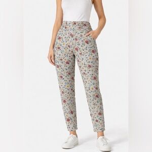 Vintage ESPRIT Floral Linen Blend High Rise Pants Size 7/8 Cottagecore 90s